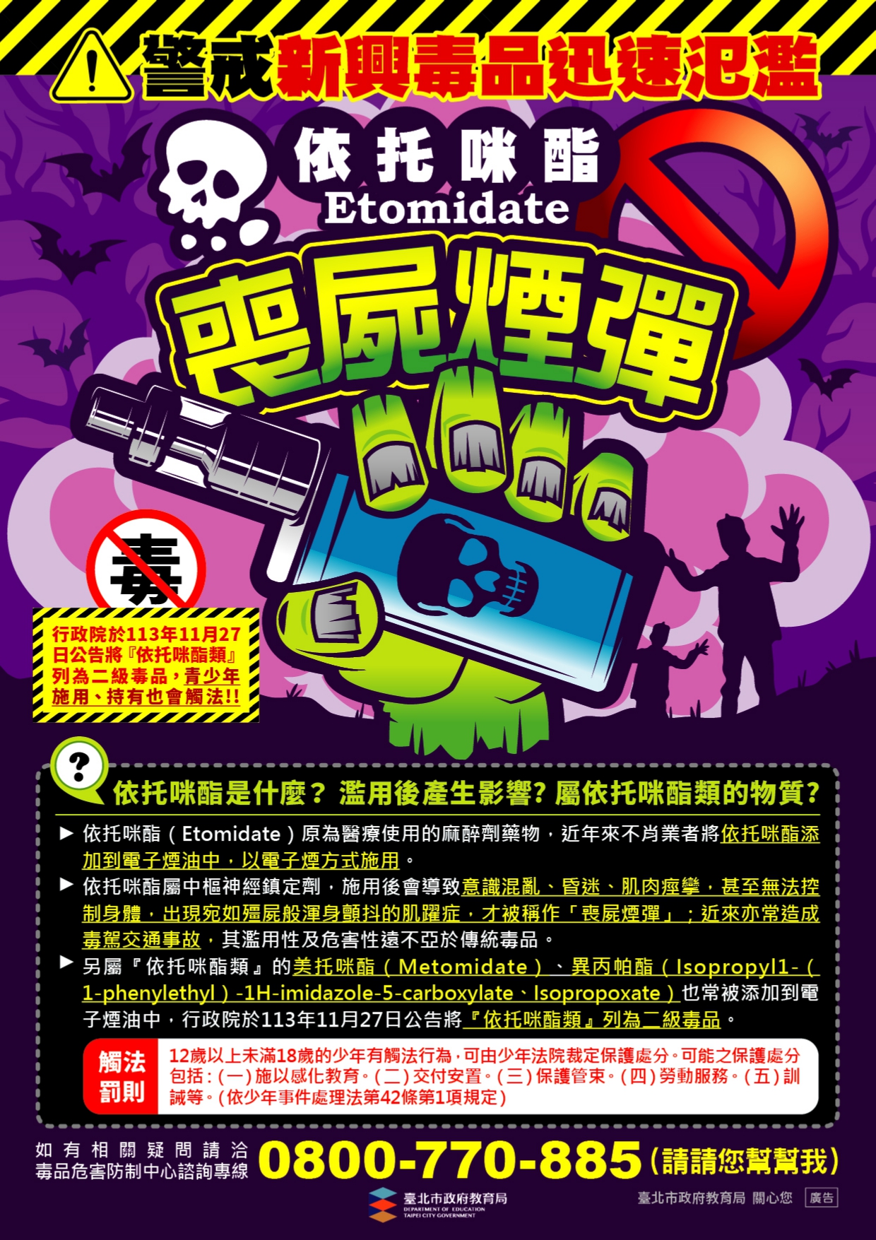 警戒新興毒品迅速氾濫—依托咪酯海報